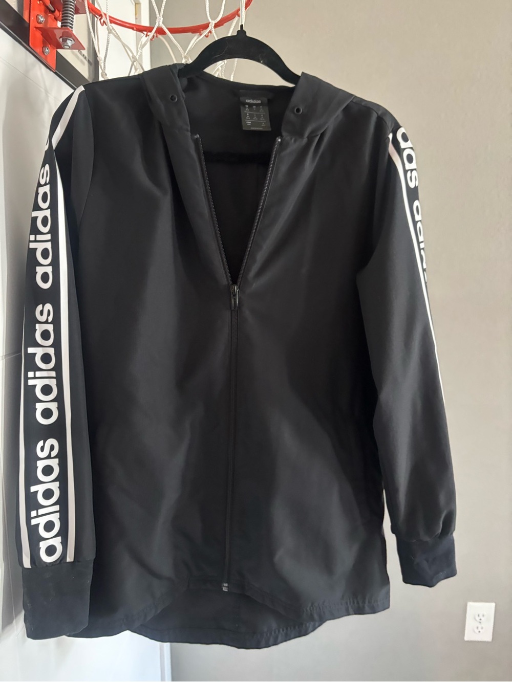 adidas Black Zip-Up Hoodie with White Logo